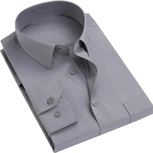 Grey Plain Classic Fit Shirt