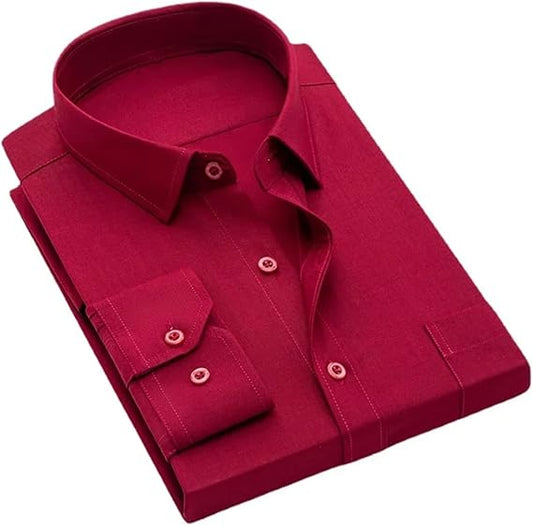 Red Plain Classic Fit Shirt